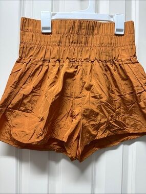 FP Movement by Free People High-Waist Rust Orange Smocked Shorts